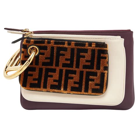 Fendi Multicolor Triplette Set of Three Leather Pouches 